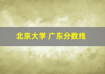 北京大学 广东分数线